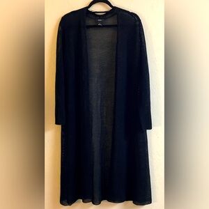 Alfani Duster Knit Cardigan Linen Blend Size XL Black